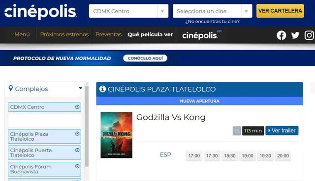 Godzilla vs Kong también podrá ser vista en HBO Max. Foto: Captura Cinepolis