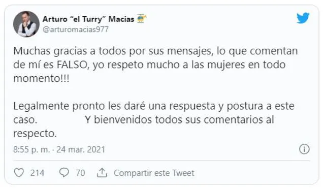 Pronunciamiento del locutor. Foto: captura/Twitter Pronunciamiento del locutor. Foto: captura/Twitter