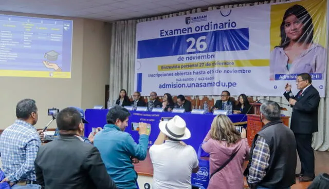  Conferencia de prensa sobre anuncio de nuevo examen de admisión de la Unasam. Foto: Unasam   