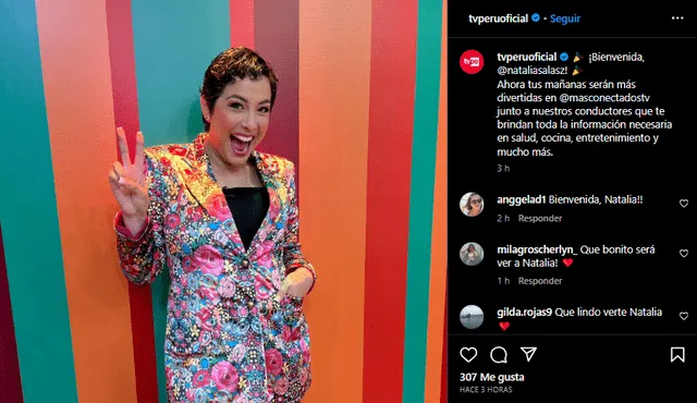 Natalia Salas en redes sociales. Foto: Instagram/TV Perú 