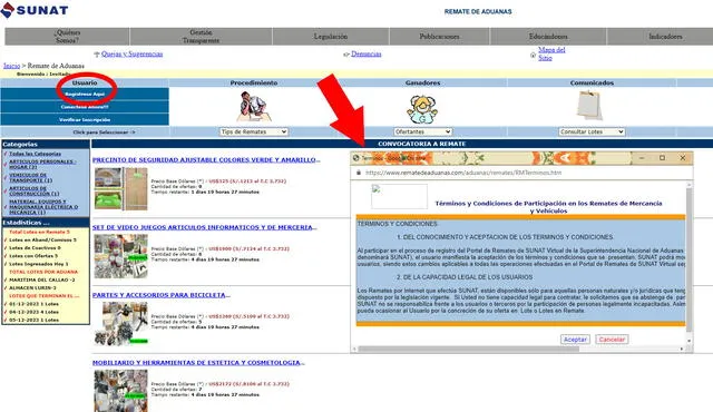 Tener una cuenta en la página web de la SUNAT es indispensable para la subasta. Foto: composición LR Tener una cuenta en la página web de la SUNAT es indispensable para la subasta. Foto: composición LR