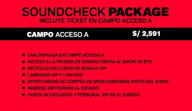 Estos son los beneficios de la entrada más cara de BTS en Perú