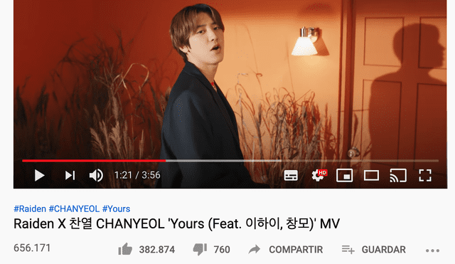 Chanyeol de EXO en el MV "Yours".