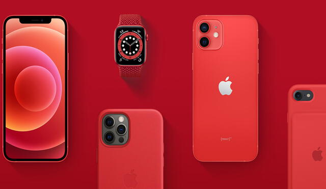 En la línea Product RED hay varios modelos de iPhone, Apple Watch, fundas, etc. Foto: Apple