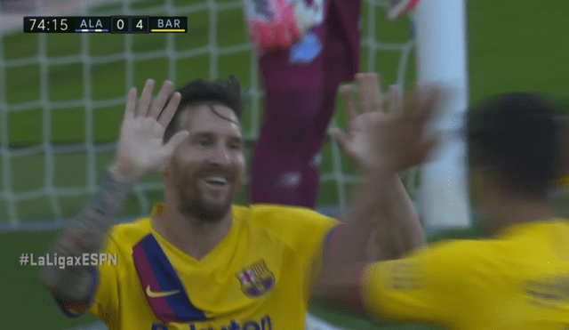 Messi anotó un doblete ante el Alavés. (Créditos: Captura ESPN)