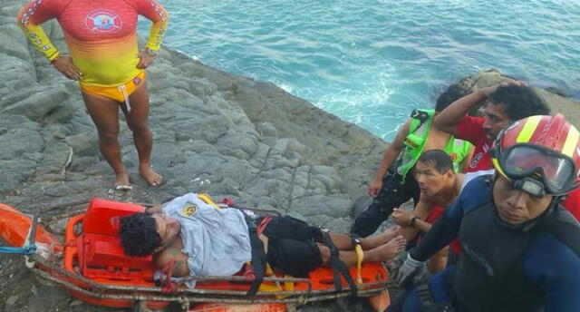 Arequipa: Rescatan a varón que se ahogaba luego de caer por barranco en Mollendo