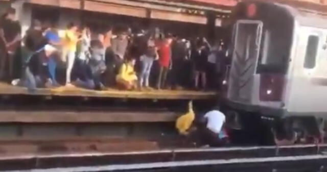 Jairo Torres, del Bronx, sacó a una niña de debajo de las vías de un metro. Foto: Twitter.