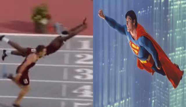 Atleta estadounidense 'vuela' como Superman para ganar carrera [VIDEO]