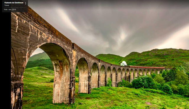 Desliza las imágenes para ver cómo luce realmente el tren que inspiró al famoso expreso de Hogwarts que aparece en Harry Potter. Foto: Captura de Google Maps