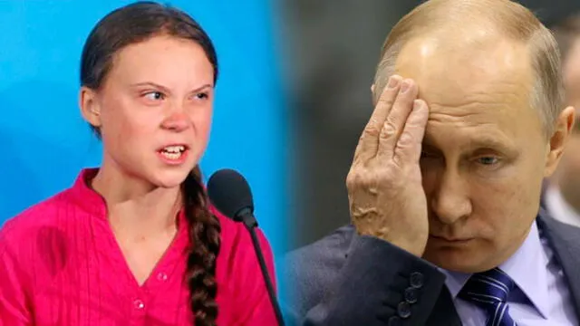 Putin opinó sobre Greta Thunberg, quien arremetió contra los líderes mundiales en la Cumbre del Clima de la ONU, celebrada la semana pasada. Foto: Composición.