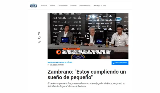 Boca Juniors ficha a Carlos Zambrano: prensa argentina informa sobre la llegada del peruano.