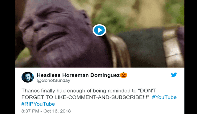 Acusan a Thanos de ser el culpable de la caída de YouTube [IMÁGENES]