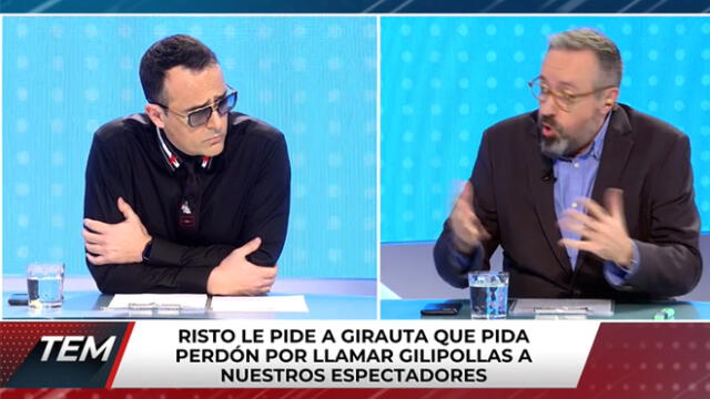 El programa se convirtió en un ida y vuelta de respuestas entre Risto Mejide y Juan Carlos Girauta. (Foto: Cuatro)