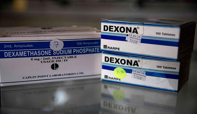Cajas de dexametasona en pastillas y ampollas en una farmacia de Managua (Nicaragua), donde reportaron escasez del medicamento. Foto: EFE