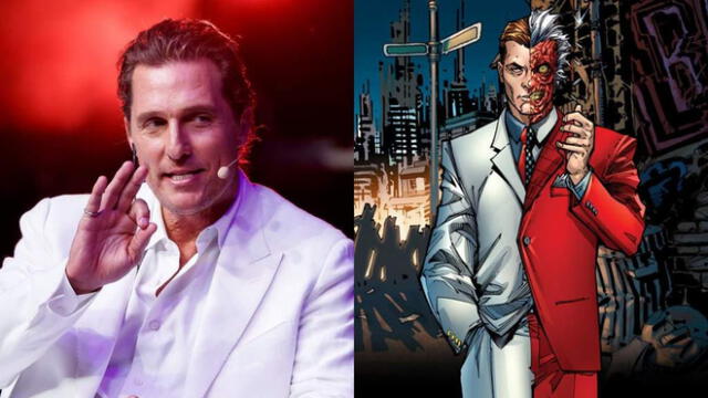 Matthew McConaughey se deja ver como Dos Caras en imagen realizada por fanático de Batman. Créditos: DC Comics/composición