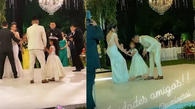 La pareja bailó junto a su niña tras darse el 'Sí' en Trujillo