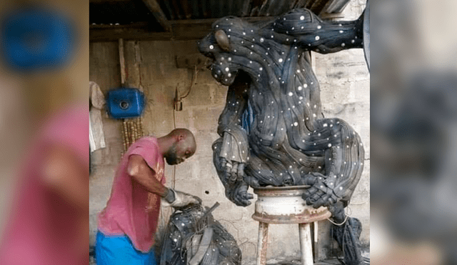 Facebook viral: joven africano sorprende al mundo al crear esculturas con llantas recicladas [FOTOS]