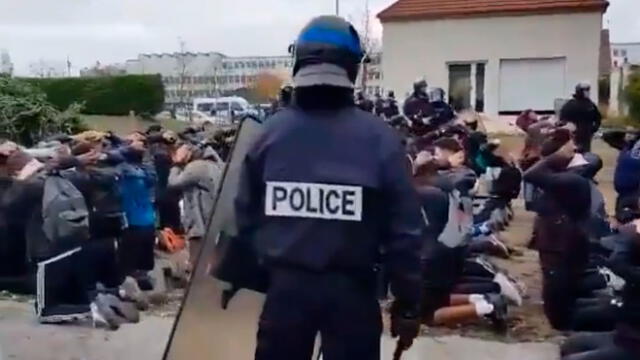 De rodillas: la detención de estudiantes contra Macron que divide a Francia