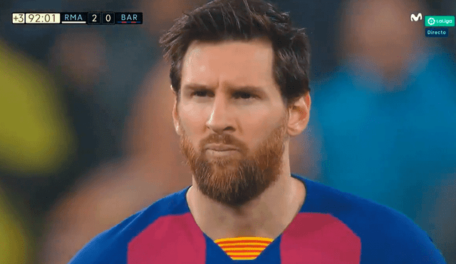 Real Madrid vs Barcelona: el rostro de la derrota de Lionel Messi. Foto: Captura de TV