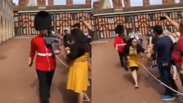 YouTube viral: turista china quiere tomarse una foto y Guardia Real la patea [VIDEO]