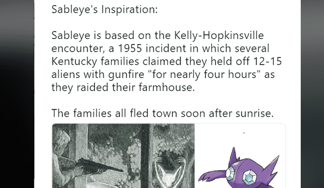 Conoce la historia del encuentro de Kelly-Hopkinsville, incidente con aliens que inspiró la creación de Sableye.