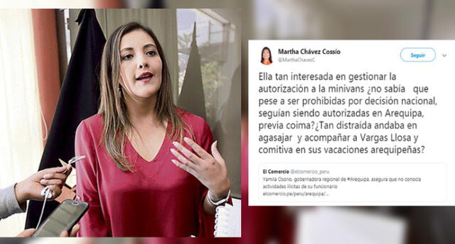 Martha Chávez ironiza sobre Yamila Osorio por caso de corrupción en Transportes