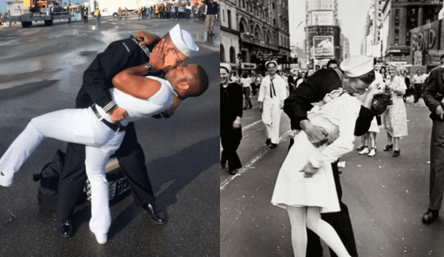 El beso de un marino y su esposo que causó revuelo en Estados Unidos