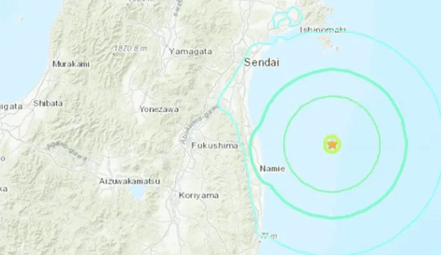 Sismo de 6.2 se registra en las costas de Fukushima en Japón. (Foto: USGS)
