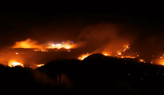 El incendio de Tasarte en Gran Canaria originó que los pobladores abandonen sus casas y evacuen a la playa. Foto: Difusión.