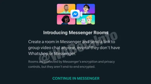 Introducción a Messenger Rooms desde WhatsApp.