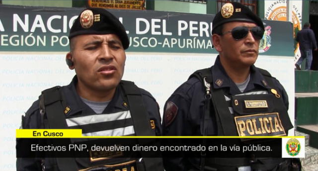 Cusco: Policías honrados devuelven más de mil soles a ciudadana [VIDEO]