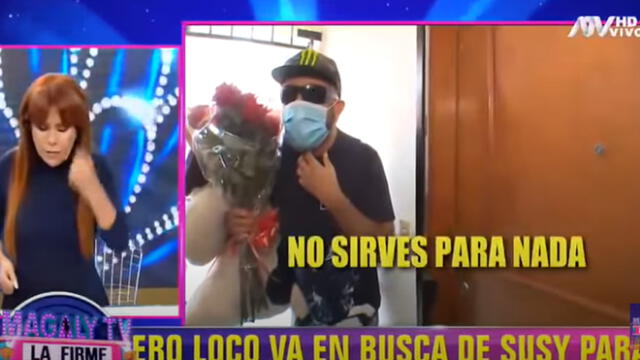 El 'Mero Loco' sorprende a Susy Díaz pero ella lo bota de su casa.  Foto: captura de ATV