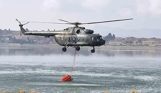 AYUDA AÉREA. Un avión y dos helicópteros ayudaron a apagar incendios que se extendían en Huayllabama y Ollantaytambo