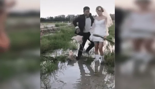 'Misteriosa criatura' arruina fotos de recién casado y el video se hace viral en las redes sociales.
