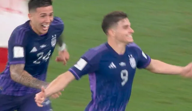 Julián Álvarez marcó su primer gol en un Mundial. Foto: captura de DSports