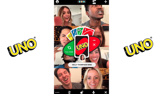 El clásico juego de cartas UNO llega a las videollamadas de la app Houseparty. Foto: Houseparty.