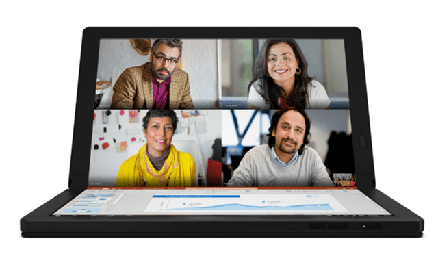 Así luce la nueva ThinkPad X1 Fold de Lenovo, la primera PC con pantalla plegable del mundo. | Foto: Lenovo