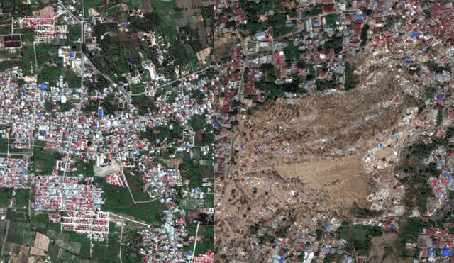 Indonesia: el impactante antes y después del terremoto y tsunami que azotó al país