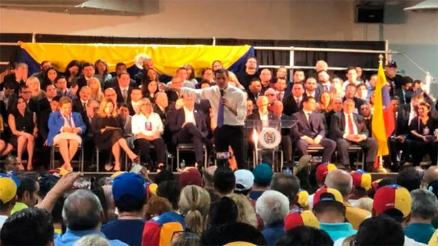Juan Guaidó en el acto llevado a cabo en Miami. Foto: difusión