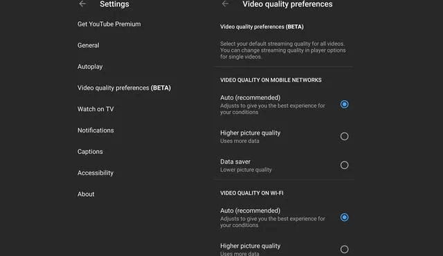 YouTube ya no mostrará por defecto las distintas resoluciones. Foto: AndroidPolice