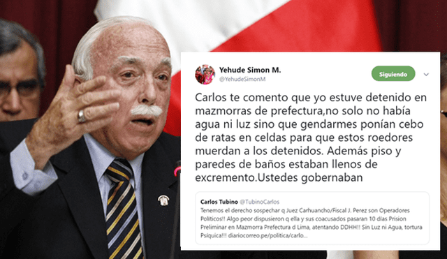 Twitter: Carlos Tubino denuncia persecución y Yehude Simon le recuerda a la dictadura [FOTOS]