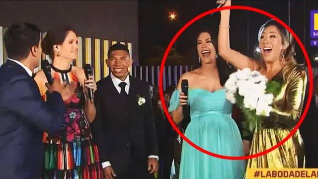 Cathy Sáenz criticada por pedirle el bouquet de Ana Siucho en boda con Edison Flores