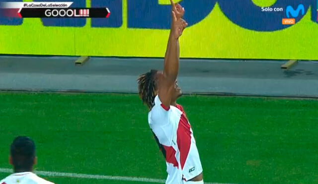 André Carrillo marcó el 1-0 en el Perú vs. Brasil por la fecha 1 de las Eliminatorias Qatar 2022. Foto: Captura de Movistar Deportes