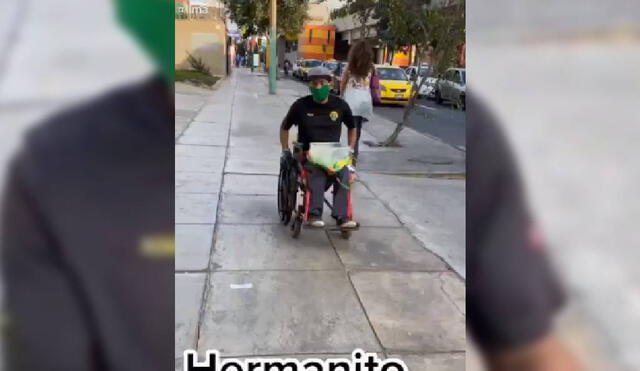 'Osito Lima' volvió a ayudar a un vendedor ambulante. Foto: Captura/TikTok/@lima