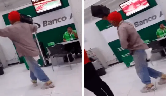 Facebook viral: vagabundo roba parlante de tienda y entra a banco bailando [VIDEO] 