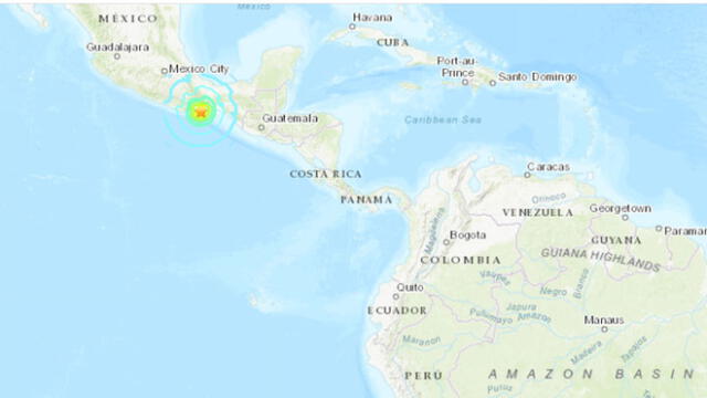 Epicentro del terremoto en México que genera alerta de tsunami en el Pacífico. USGS.