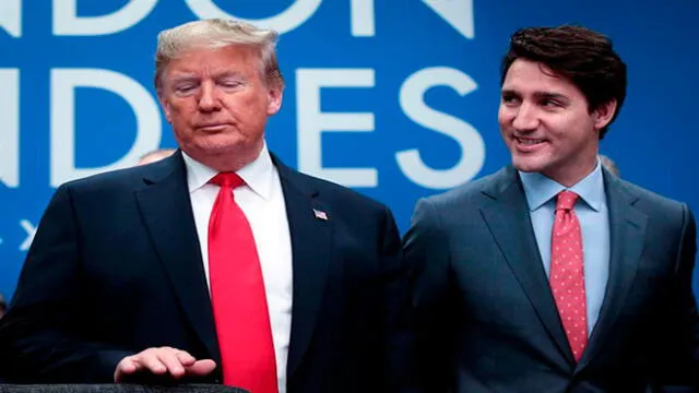 En un video supuestamente Justin Trudeau (d) se mofa de Donald Trump por una dilatada rueda de prensa. Foto: EFE