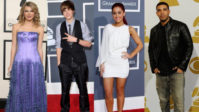 Taylor Swift, Justin Bieber, Ariana Grande y Drake