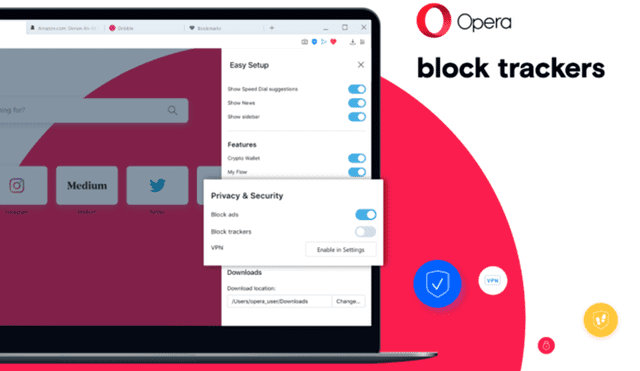 Opera ahora mostrará la lista de rastreadores que nos siguen en la web.