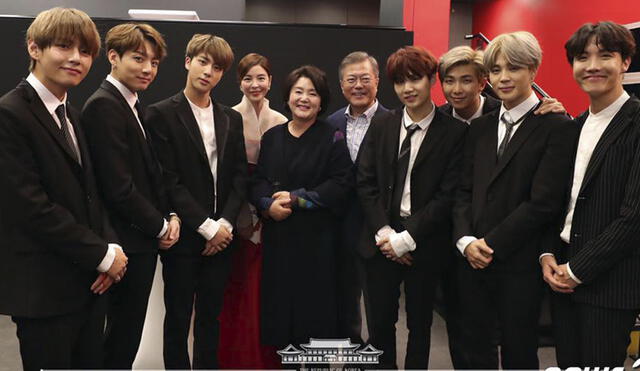 BTS junto a la pareja presidencial de Corea del Sur. Foto: Yonhap